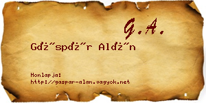 Gáspár Alán névjegykártya